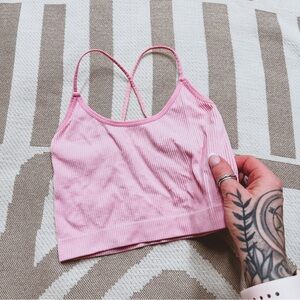 Colsie light pink seamless strappy back halter crop XS